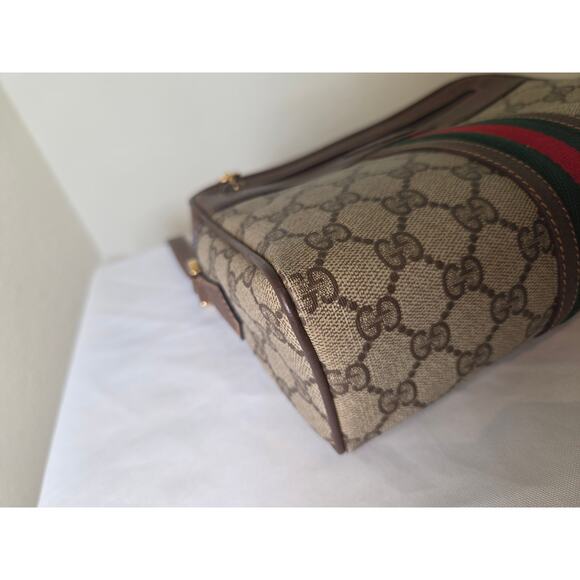 Gucci Vintage GG Canvas Web Crossbody Bag Brown Leather Camera Bag Ophidia - Picture 8 of 15